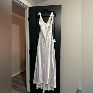 Perfectly Classy White Satin Strappy Maxi Dress M